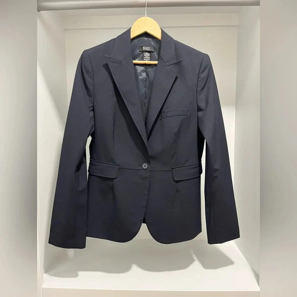 Body By Victoria stretch navy notched collar lined Blazer size 14 - Picture 1 of 10